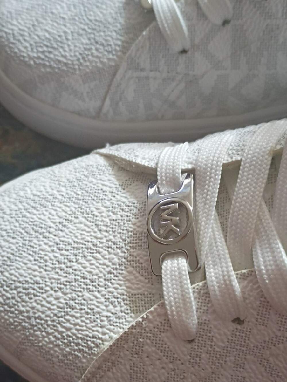 Michael Kors Women's White Textured Lace-Up Sneakers - Picture 4 of 5